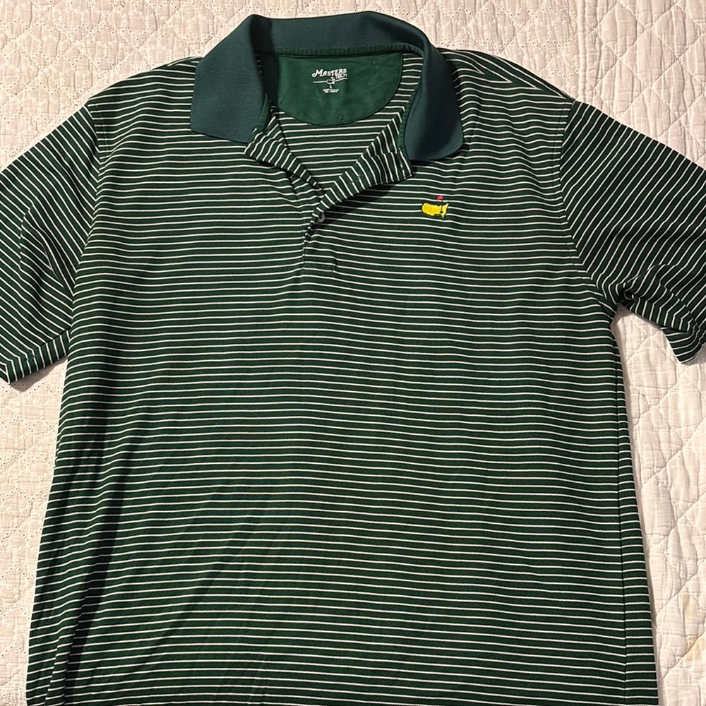 Masters Dark Green Polo with White Stripes